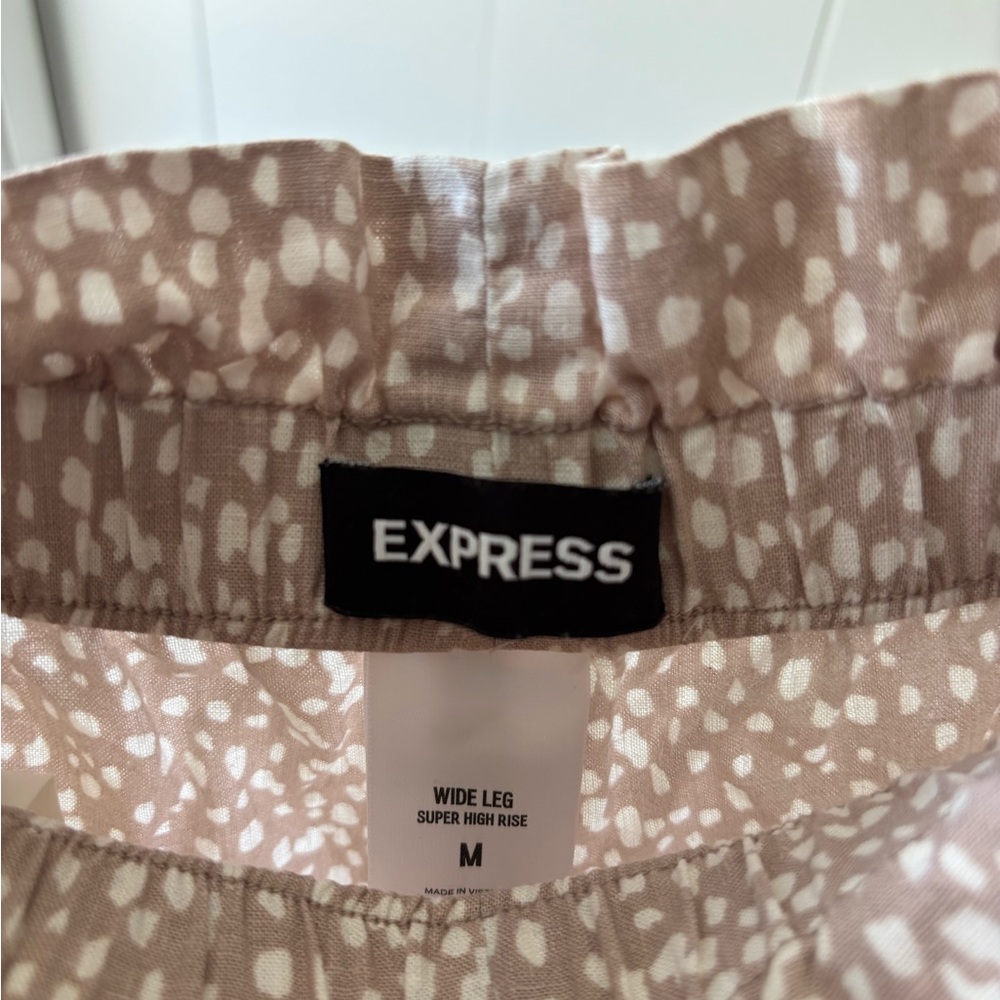 Express Linen Patterned Wide-Leg Pants - Picture 4 of 6